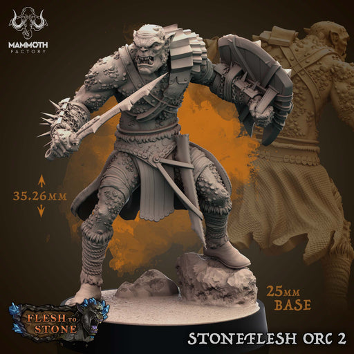 Stoneflesh Orc 2 | Flesh to Stone | Fantasy Miniature | Mammoth Factory TabletopXtra