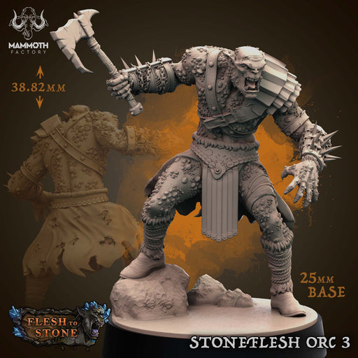 Stoneflesh Orc 3 | Flesh to Stone | Fantasy Tabletop Miniature | Mammoth Factory TabletopXtra