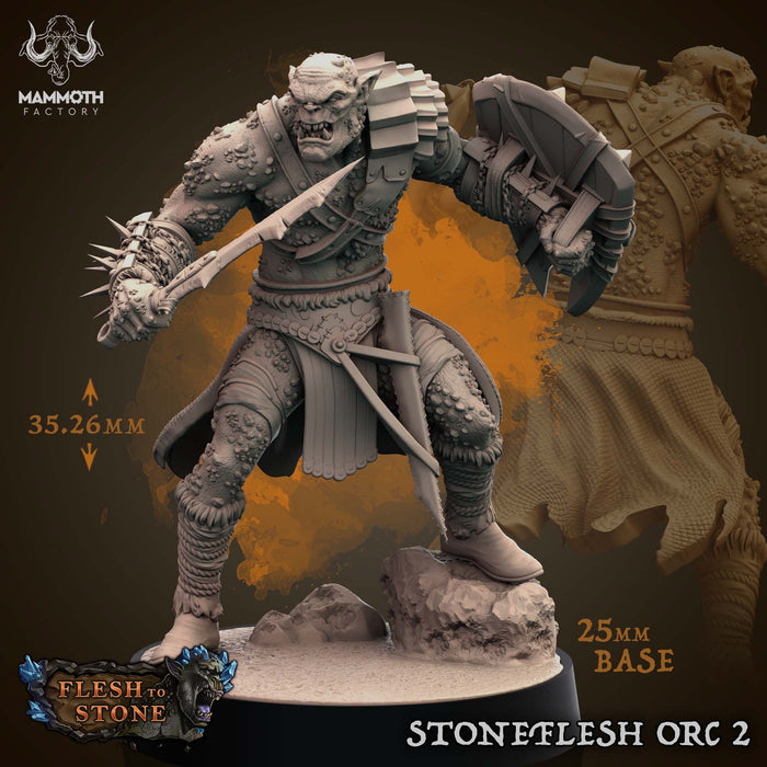 Stoneflesh Orc Miniatures | Flesh to Stone | Fantasy Tabletop Miniature | Mammoth Factory TabletopXtra