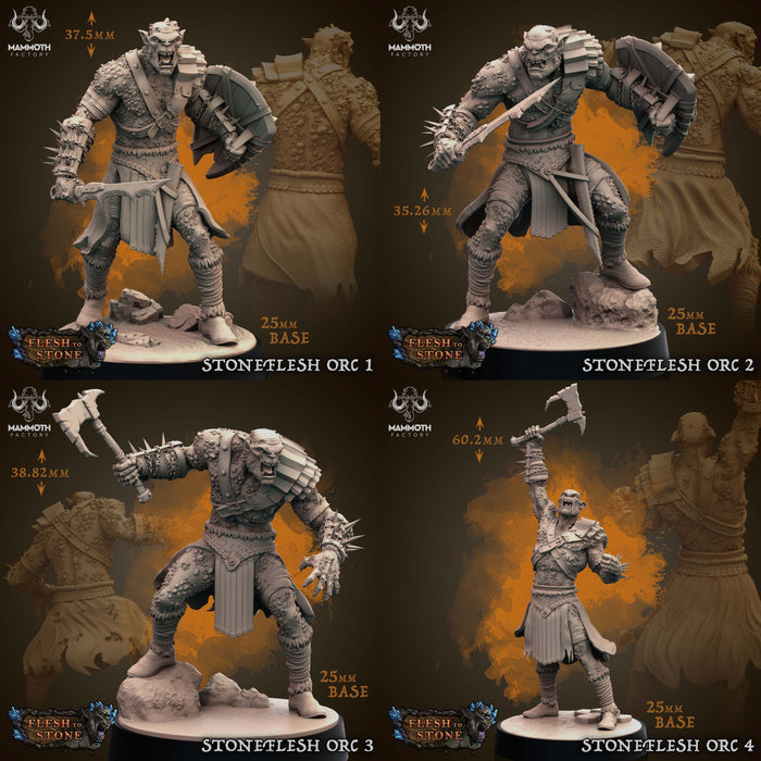 Stoneflesh Orc Miniatures | Flesh to Stone | Fantasy Tabletop Miniature | Mammoth Factory TabletopXtra