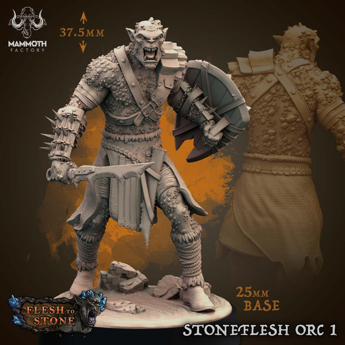 Stoneflesh Orc Miniatures | Flesh to Stone | Fantasy Tabletop Miniature | Mammoth Factory TabletopXtra