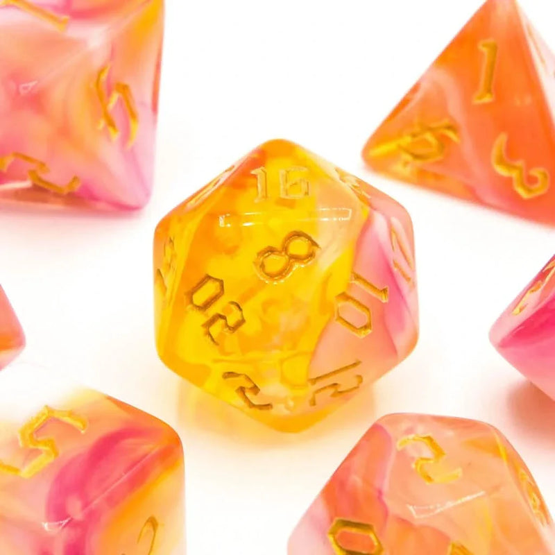 Sunset Dream | Soft Edge Dice | Acrylic | 7 Piece Set