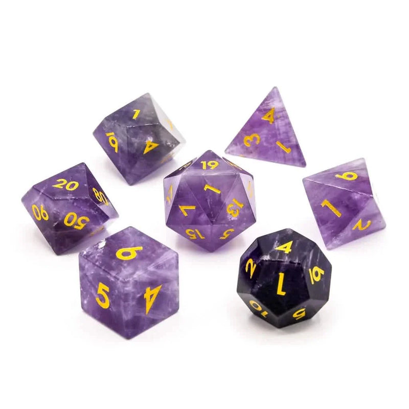 Amethyst | Gemstone Dice | 7 Piece Set