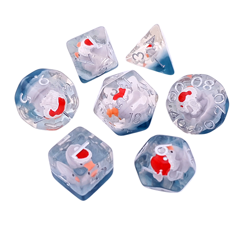 Santa Ducks | Resin Inclusion Dice | 7 Piece Set
