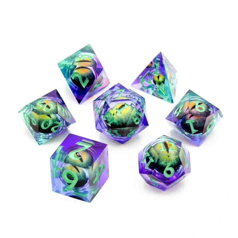 Eye of Vengeance | Liquid Core Dice | Resin | 7 Piece Set