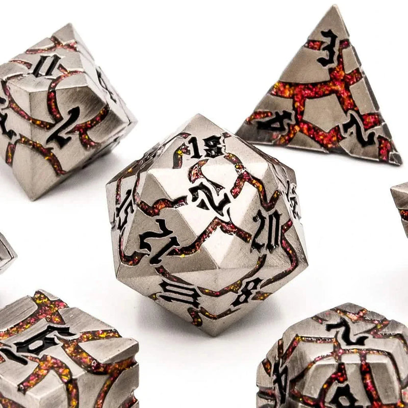Infernal Steel | Solid Metal Dice | 7 Piece Set