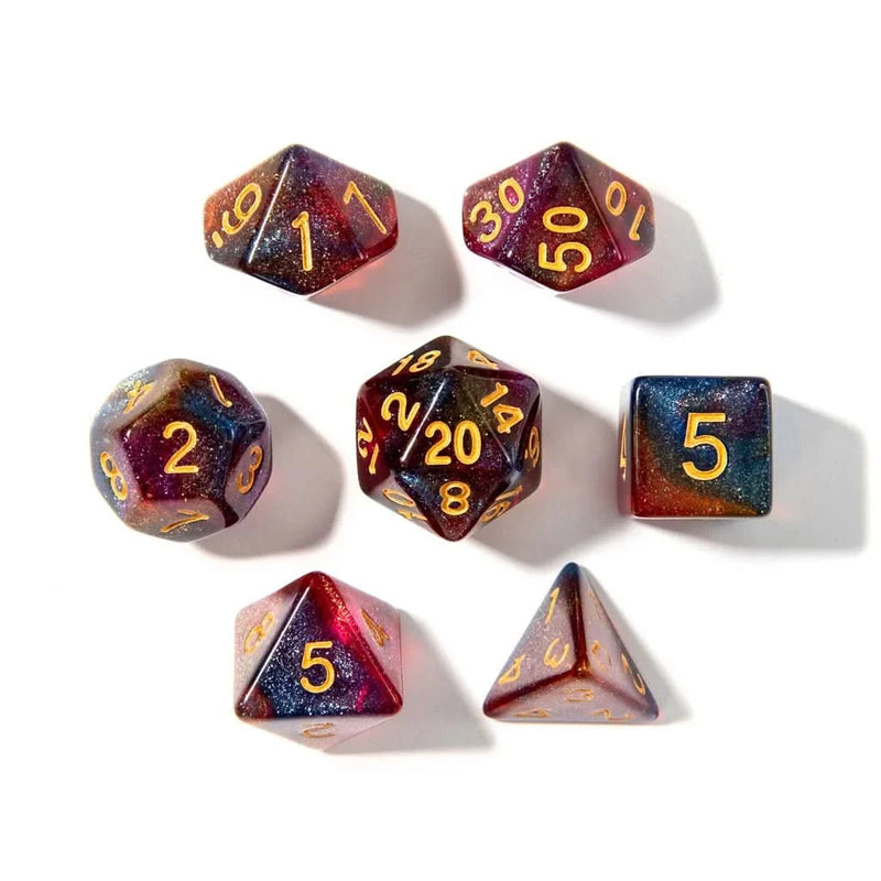 Starlight Reverie - Acrylic DND Dice Set - 7 Piece Polyhedral
