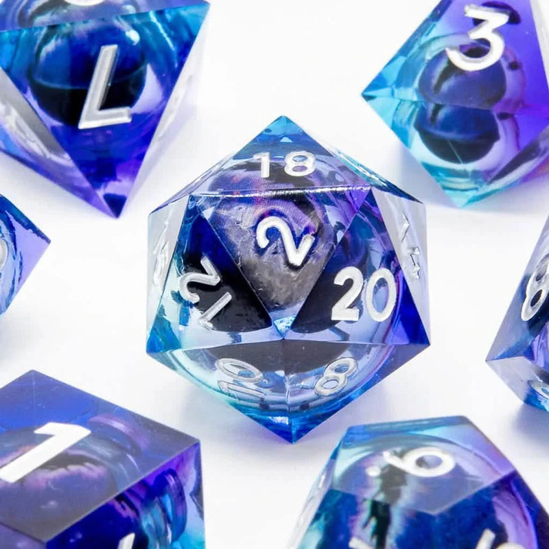 Eye of Sorcery | Liquid Core Dice | Resin | 7 Piece Set