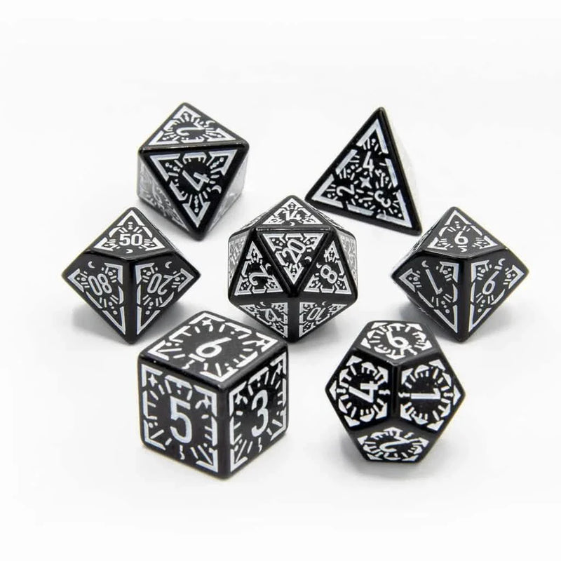 Lunar Ray | Soft Edge Dice | Acrylic | 7 Piece Set