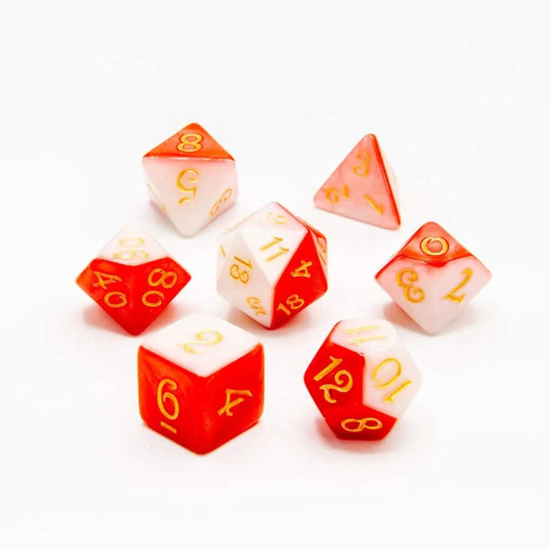 Scarlet Frost | Soft Edge Dice | Acrylic | 7 Piece Set