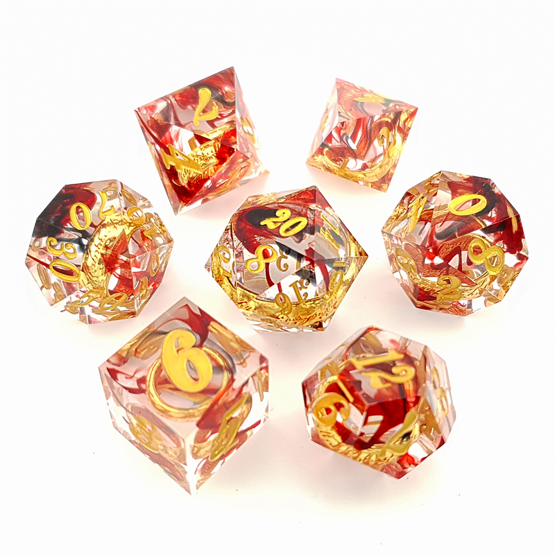Ring of Fire | Sharp Edge Dice | 7 Piece Set