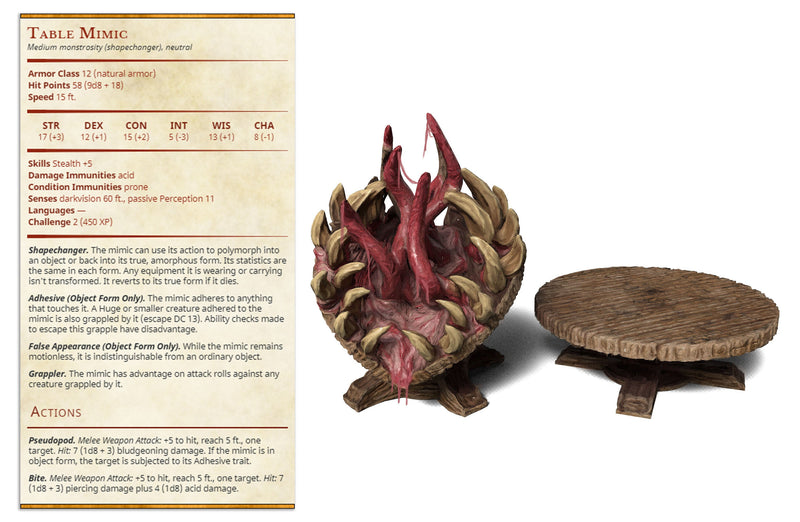 Table Mimic | Ninjas & Mimics | Fantasy Miniature | Printed Obsession TabletopXtra