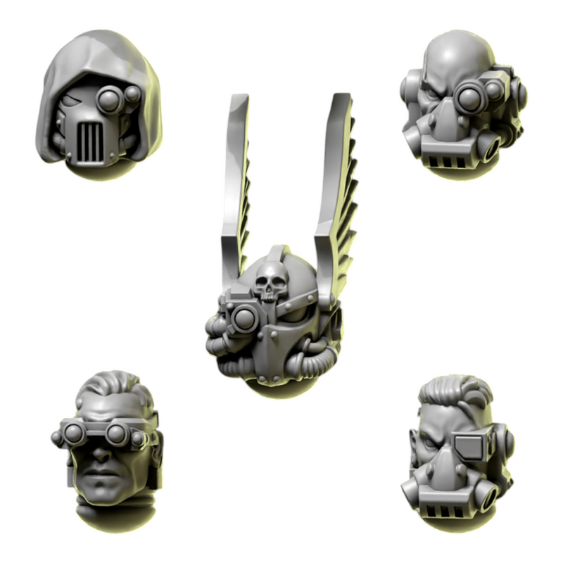 Tactical Heads & Helmets Pack 2 | Eternal Pilgrims | Conversion Bits For 28mm 32mm Sci-fi Marines