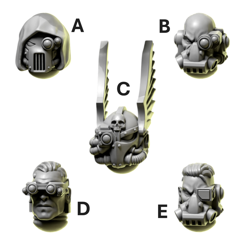 Tactical Heads & Helmets Pack 2 | Eternal Pilgrims | Conversion Bits For 28mm 32mm Sci-fi Marines