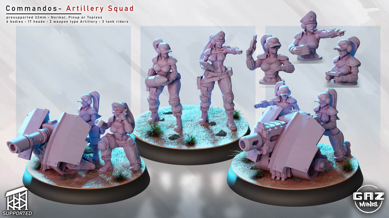 Commando Artillery Squad Miniatures | Sci-Fi Pin-Up | Gaz Minis