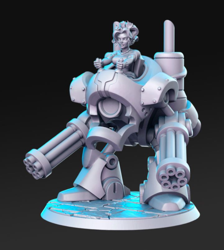 Techroid Mounted Prissa with Guns | Classic JRPG Vol 1 | Fantasy Miniature | RN Estudio TabletopXtra