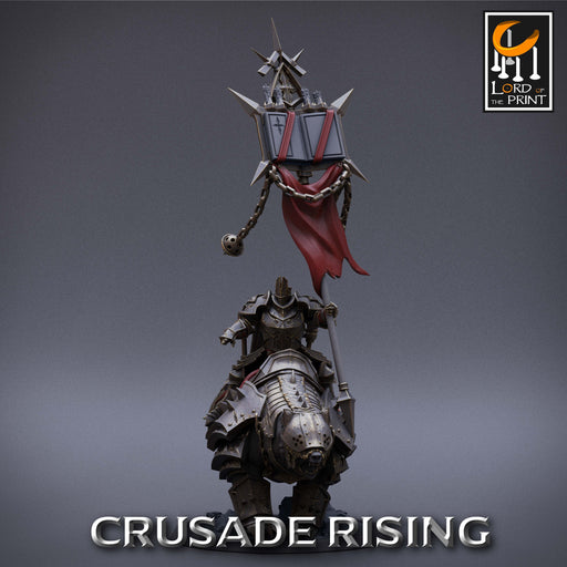 Templar Bear Rider w/ Banner  | Crusade Rising | Fantasy Miniature | Rescale Miniatures TabletopXtra