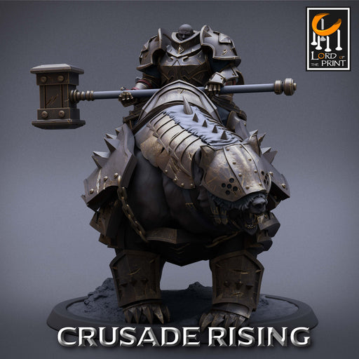 Templar Bear Rider w/ Hammer A | Crusade Rising | Fantasy Miniature | Rescale Miniatures TabletopXtra