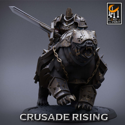 Templar Bear Rider w/ Sword A  | Crusade Rising | Fantasy Miniature | Rescale Miniatures TabletopXtra