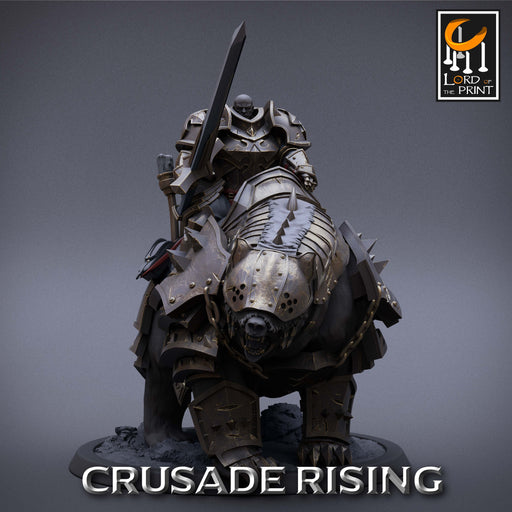 Templar Bear Rider w/ Sword B  | Crusade Rising | Fantasy Miniature | Rescale Miniatures TabletopXtra
