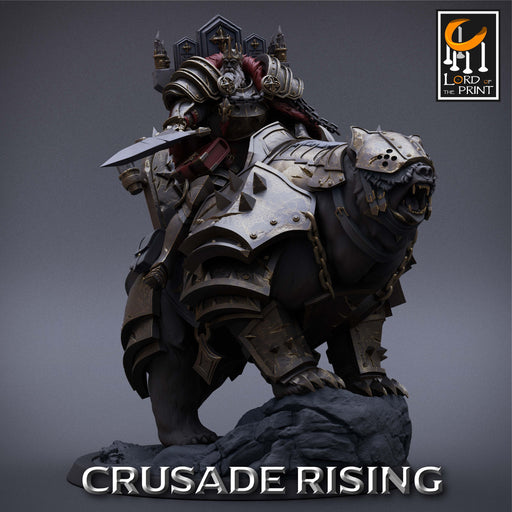 Templar King Bear Rider | Crusade Rising | Fantasy Miniature | Rescale Miniatures TabletopXtra