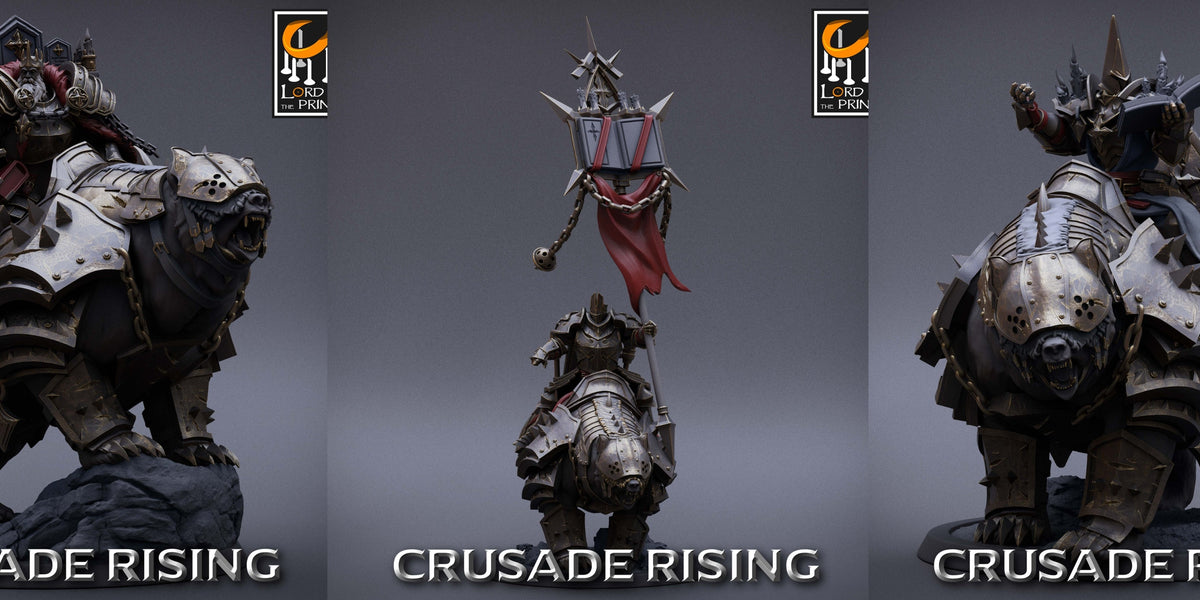Templar King w/ Retinue Bear Rider Miniatures | Crusade Rising | Fanta ...