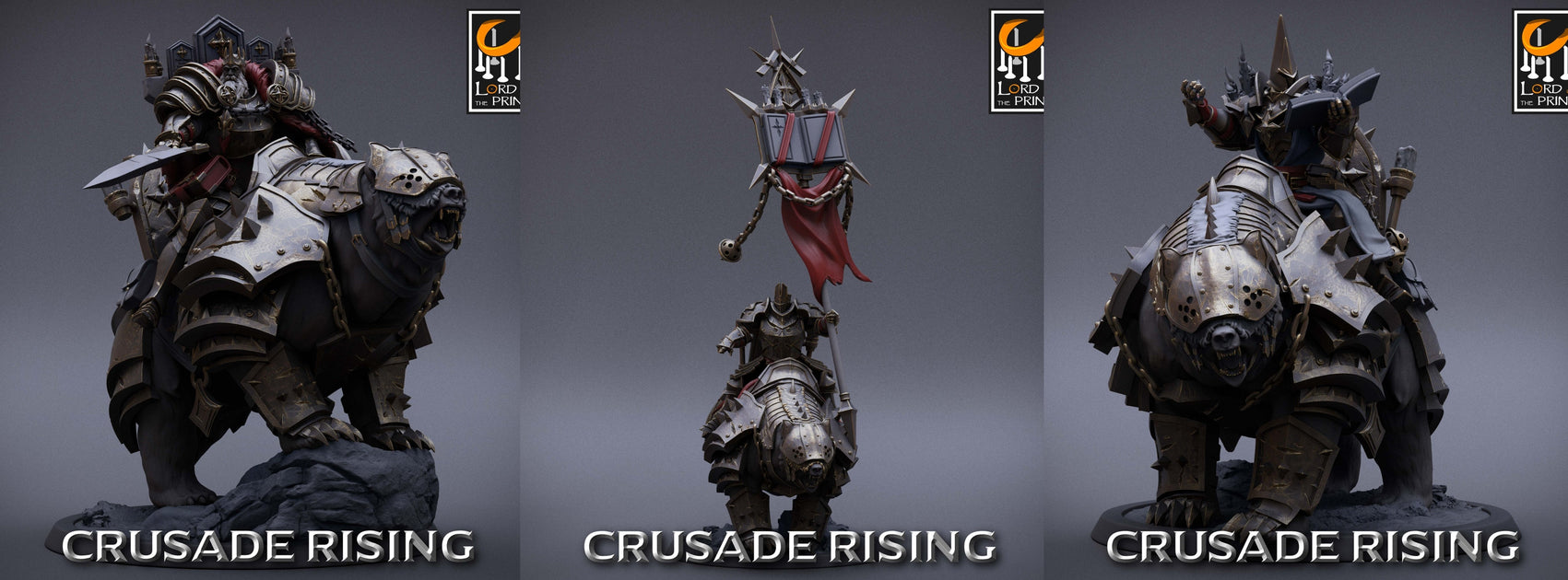 Templar King w/ Retinue Bear Rider Miniatures | Crusade Rising | Fanta ...