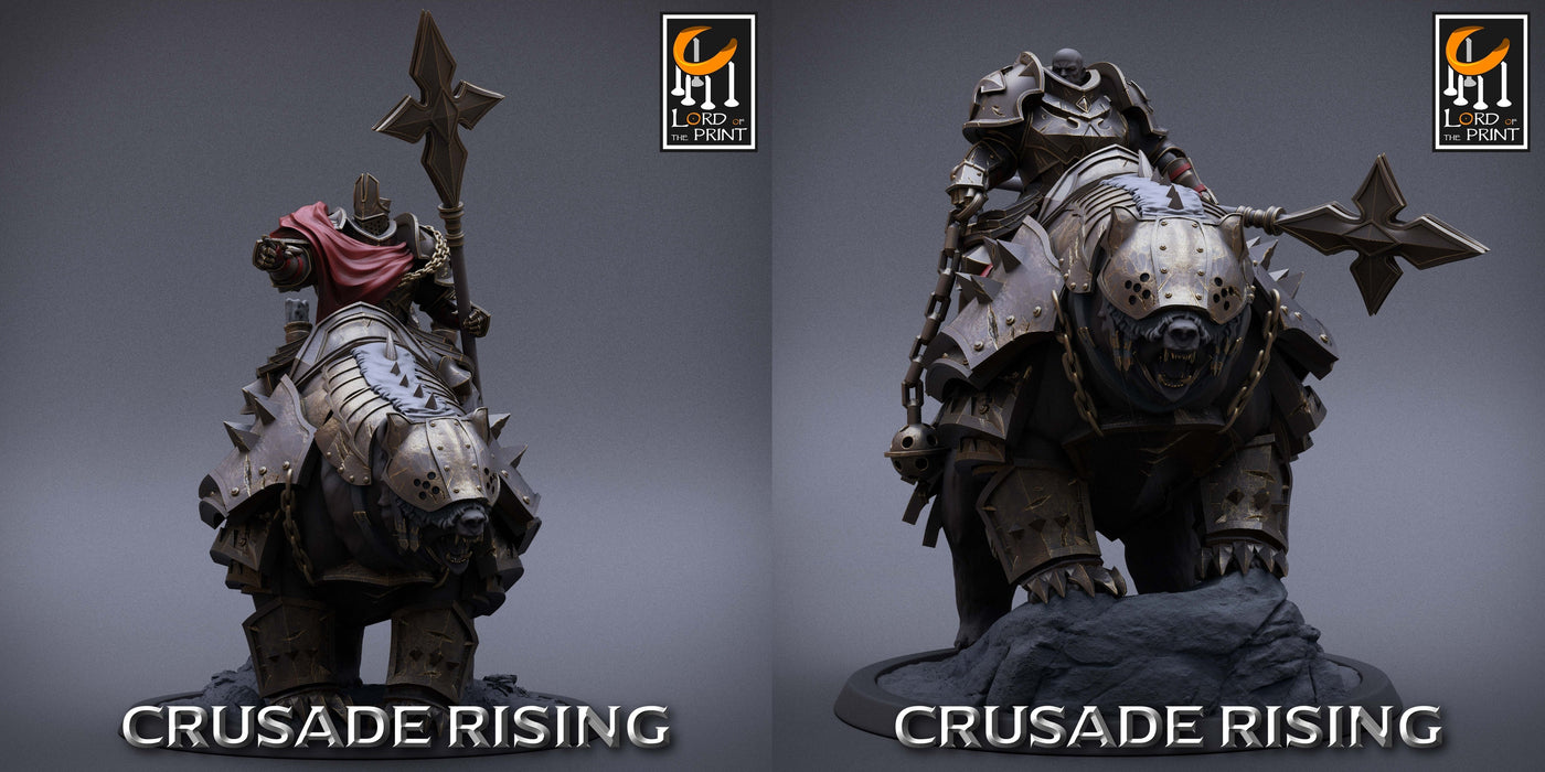 Templar w/ Lance Bear Rider Miniatures | Crusade Rising | Fantasy Miniature | Rescale Miniatures TabletopXtra