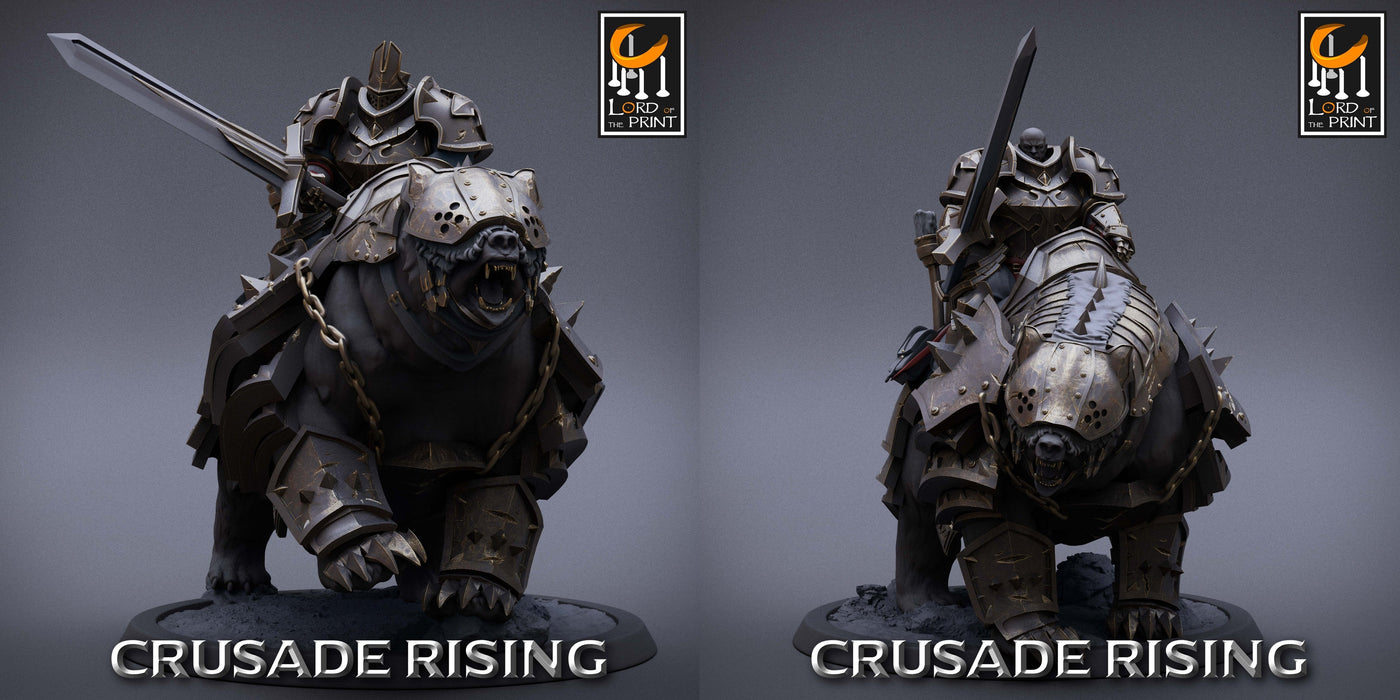 Templar w/ Sword Bear Rider Miniatures | Crusade Rising | Fantasy Miniature | Rescale Miniatures TabletopXtra