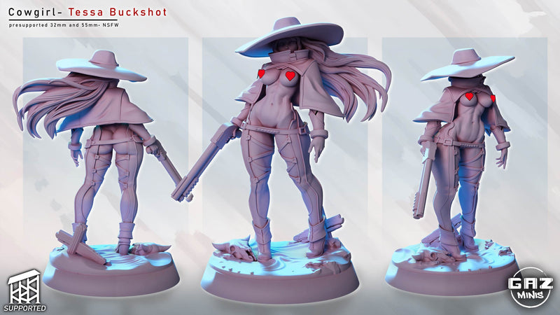 Cowgirl Tessa Buckshot | Fantasy Pin-Up Miniature | Gaz Minis