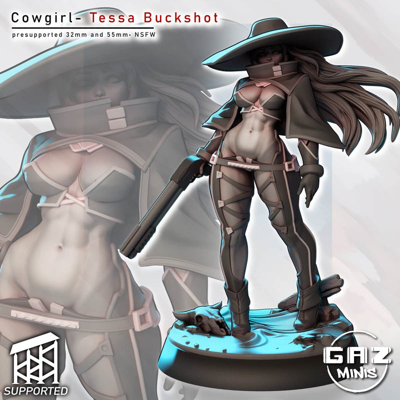 Cowgirl Tessa Buckshot | Fantasy Pin-Up Miniature | Gaz Minis