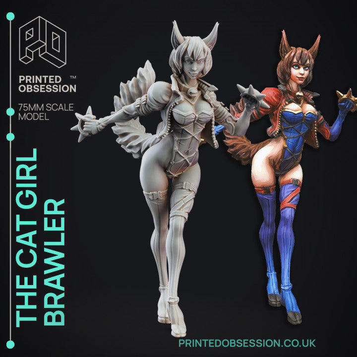 The Cat Girl Brawler (150mm) | Specials | Fantasy Miniature | Printed Obsession TabletopXtra