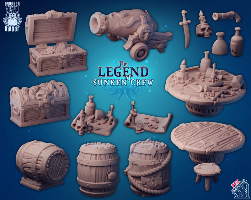 The Legend of the Sunken Crew Miniatures (Full Set) | Fantasy Miniature | Drunken Dwarf TabletopXtra