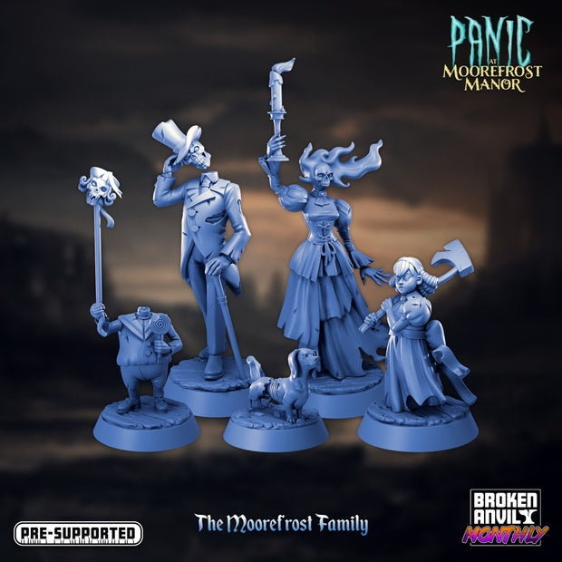 The Moorefrost Family Miniatures | Panic at Moorefrost Manor | Tabletop RPG Miniature TabletopXtra