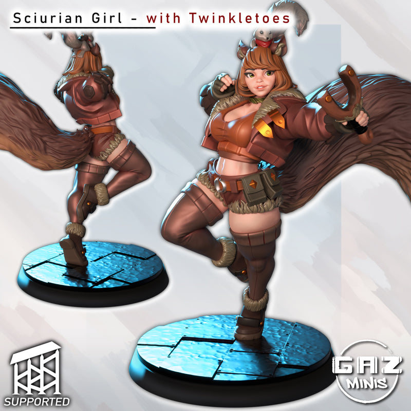 Sciurian Girl w/ Twinkletoes | Fantasy Pin-Up | Gaz Minis | [Multi-Listing]