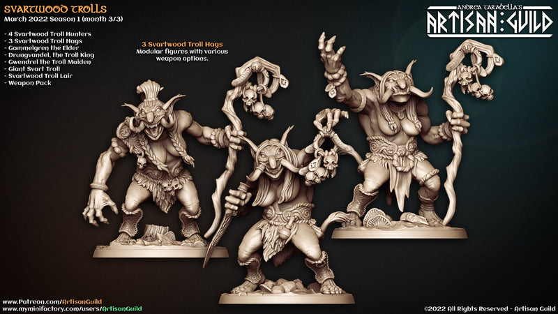 Troll Hag Miniatures | Svartwood Trolls | Fantasy D&D Miniature | Artisan Guild TabletopXtra