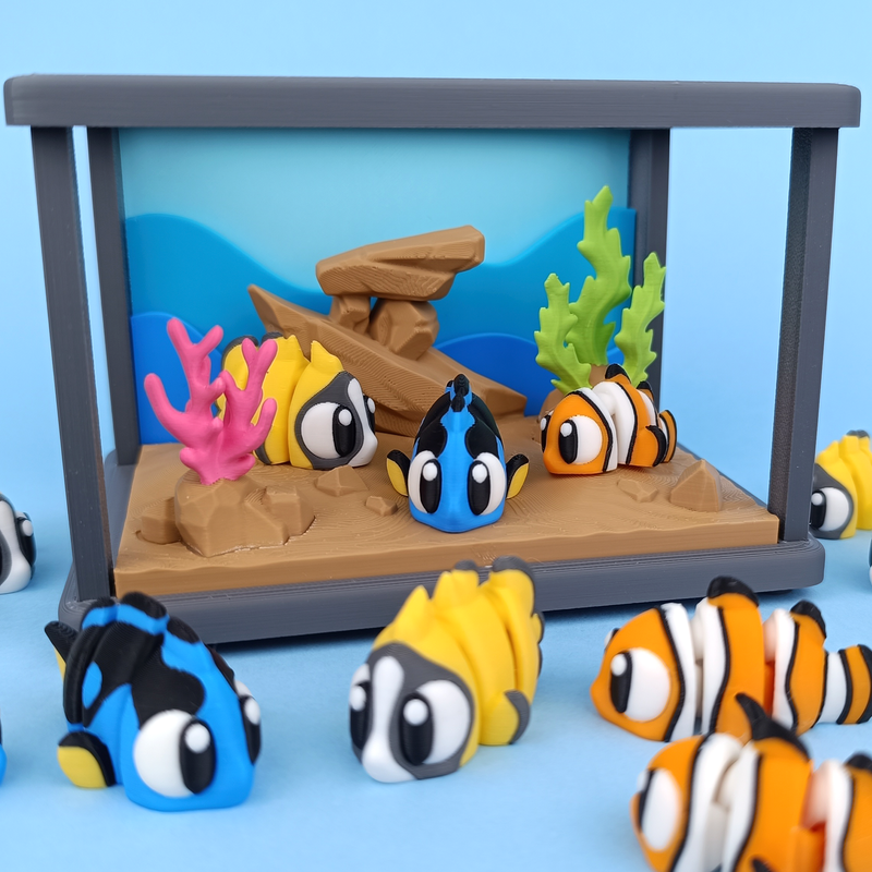 3D Printed Flexi Clown Fish | Nemo Inspired Fidget Toy | Desk Buddy | Keychain | Keyring Gift for Ocean Lovers | Articulated Fish