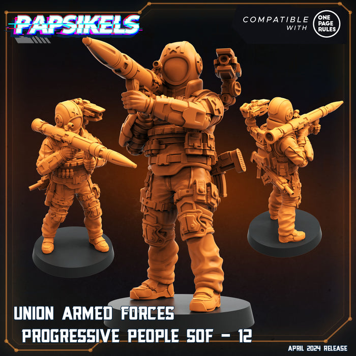 Union Armed Forces Heavy Squad Miniatures | Democracy Troopers | Sci-Fi Miniature | Papsikels