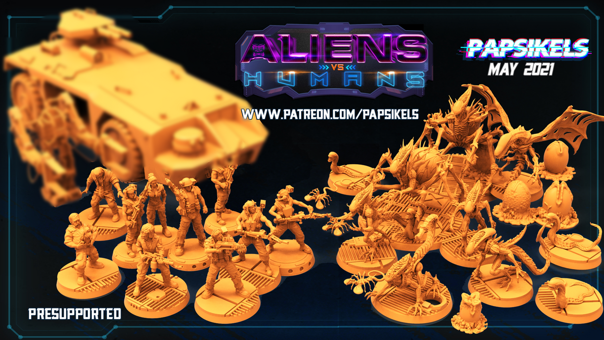 Character Miniatures | Aliens Vs Humans | Sci-Fi Miniature | Papsikels