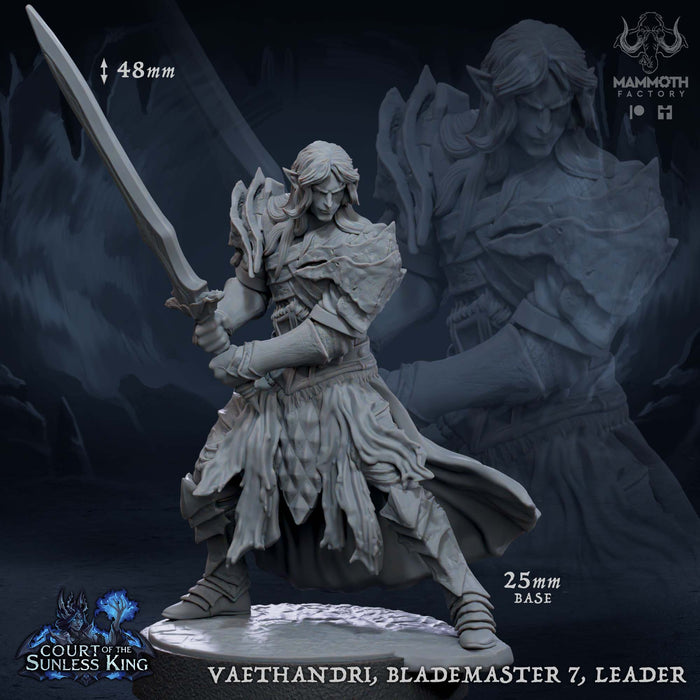 Dralfar Blademaster 7 | Court of the Sunless King | Fantasy Tabletop Miniature | Mammoth Factory