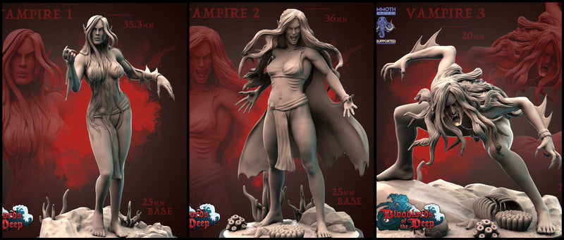 Vampire Miniatures | Blood Lords of the Deep | Fantasy Tabletop Miniature | Mammoth Factory TabletopXtra