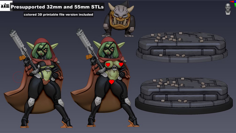 Cyber Goblin Vixxo & Squibb | Fantasy Pin-Up Miniature | Gaz Minis