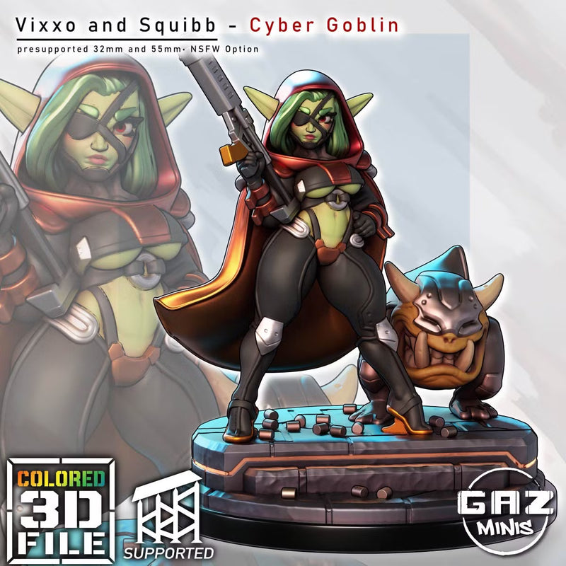 Cyber Goblin Vixxo & Squibb | Fantasy Pin-Up Miniature | Gaz Minis