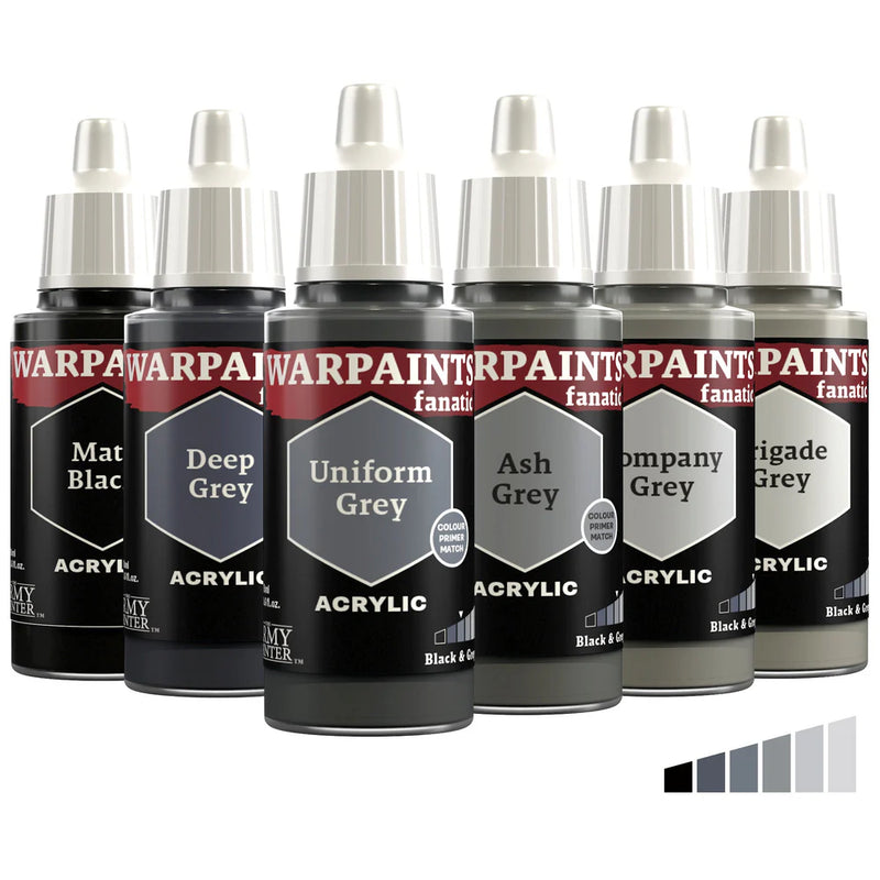 Black & Greys Flexible Triad | Warpaint Fanatic 18ml Acrylic | The Army Painter