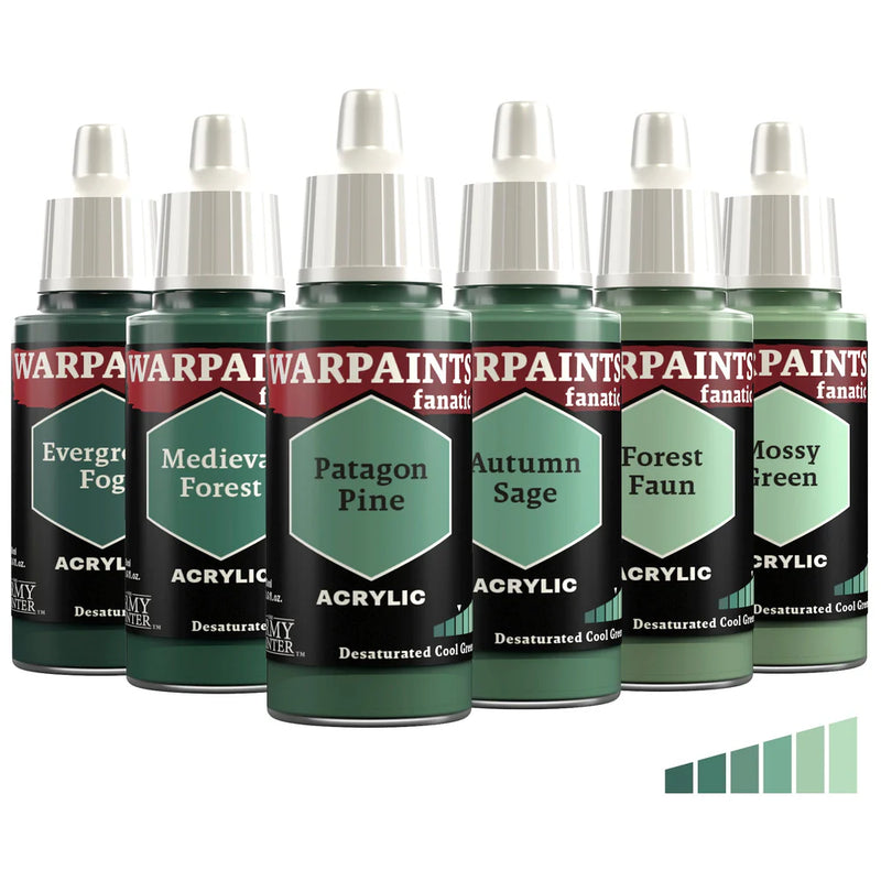 Desaturated Cool Greens Flexible Triad | Warpaint Fanatic 18ml Acrylic | The Army Painter