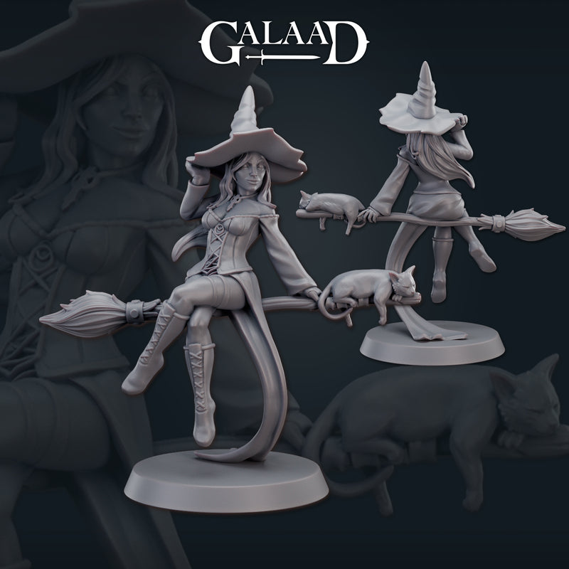 Witch on Broom | Witches & Little Monsters | Galaad Miniatures