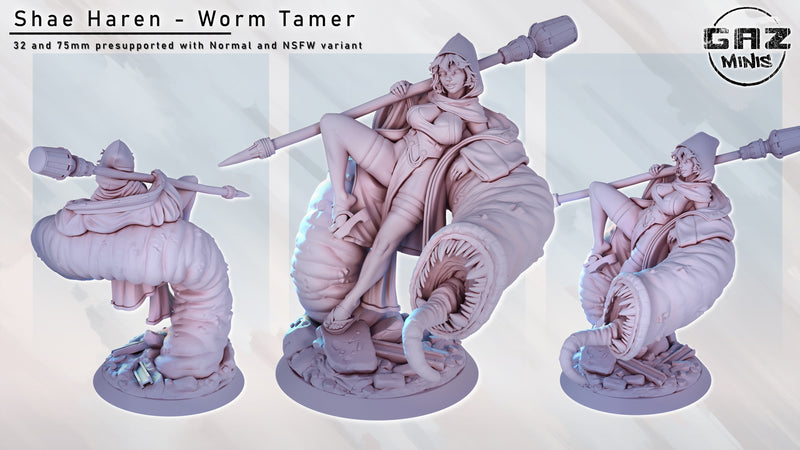 Worm Tamer Shae Haren | Fantasy Pin-Up | Fantasy Miniature | Gaz Minis | [Multi-Listing]