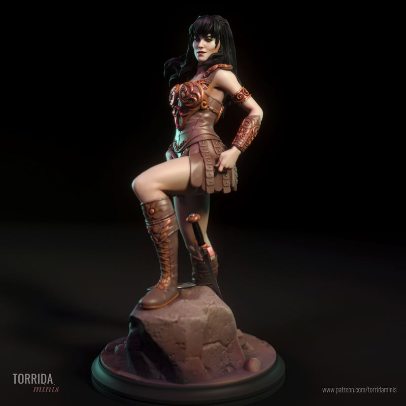 Xena | Pin-Up Statue Fan Art Miniature Unpainted | Torrida Minis