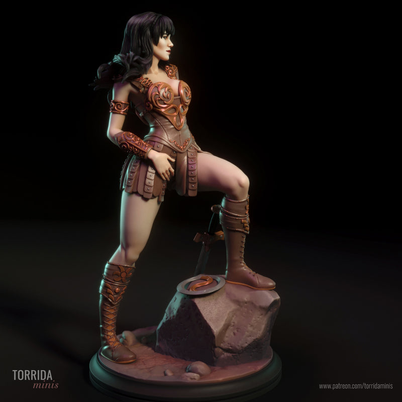 Xena | Pin-Up Statue Fan Art Miniature Unpainted | Torrida Minis