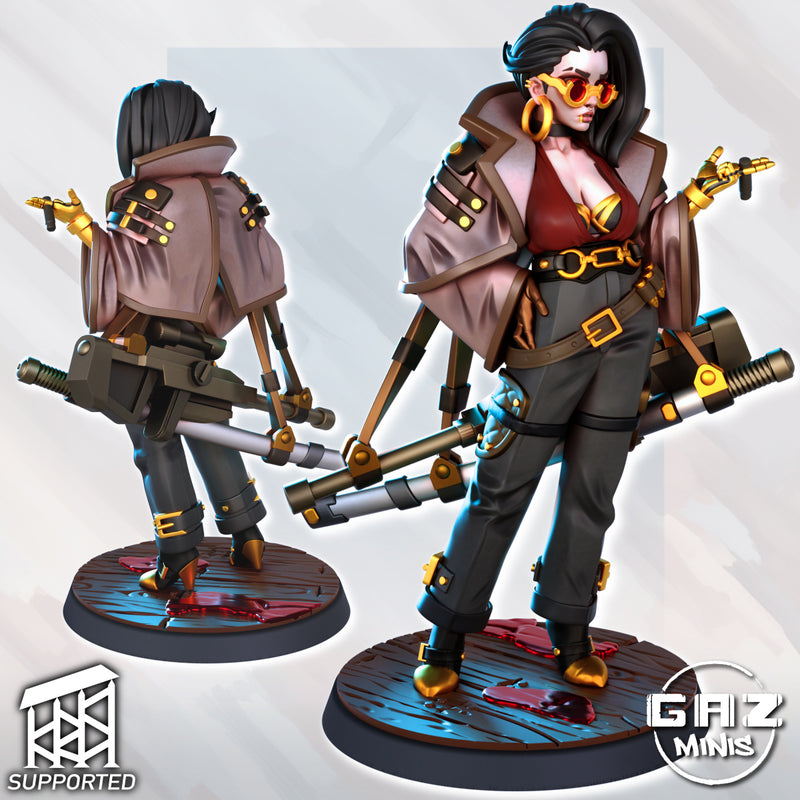 Cyberpunk Yakuza O-Rin Kishi | Fantasy Pin-Up | Fantasy Miniature | Gaz Minis | [Multi-Listing]